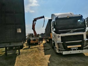Crane truck loading